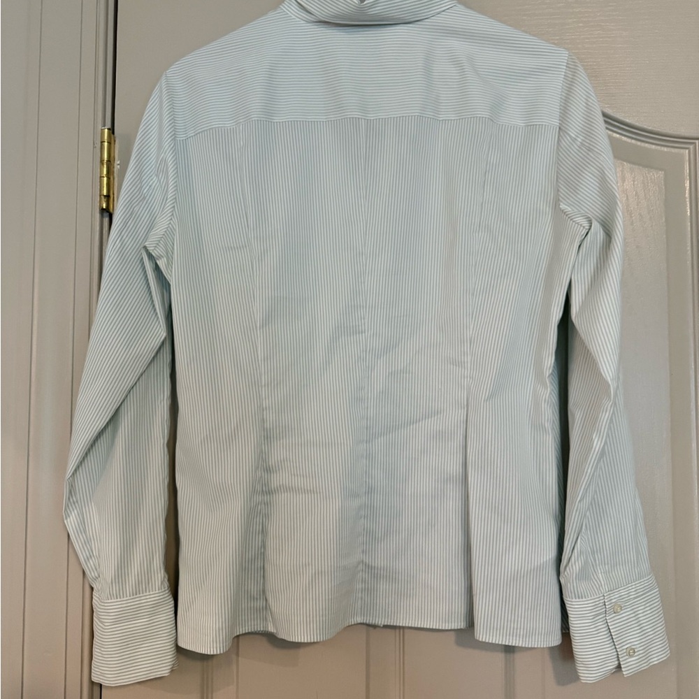 NWOT. Hugo Boss Light Blue Pinstripe Dress Shirt with side zippers - Picture 2 of 4